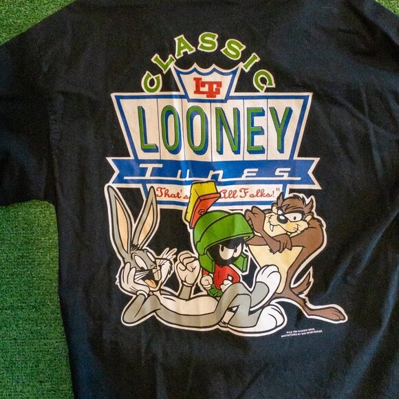 VTG SUN SPORTSWEAR LOONEY TUNES BOWLING SHIRT 1994 RETRO GRAPHIC BUGS TAZ SIZE L - Picture 4 of 7